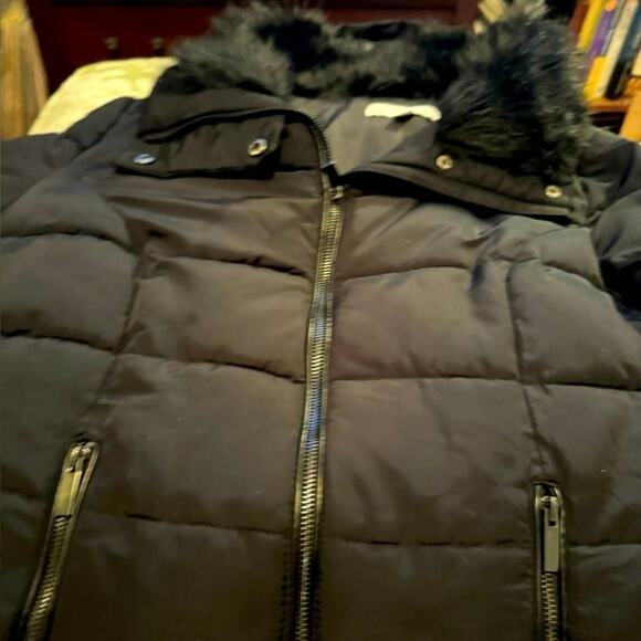 New York & Co. Black Puffer Coat with Faux Fur Lined Hood, Size XL, EUC - Picture 6 of 11